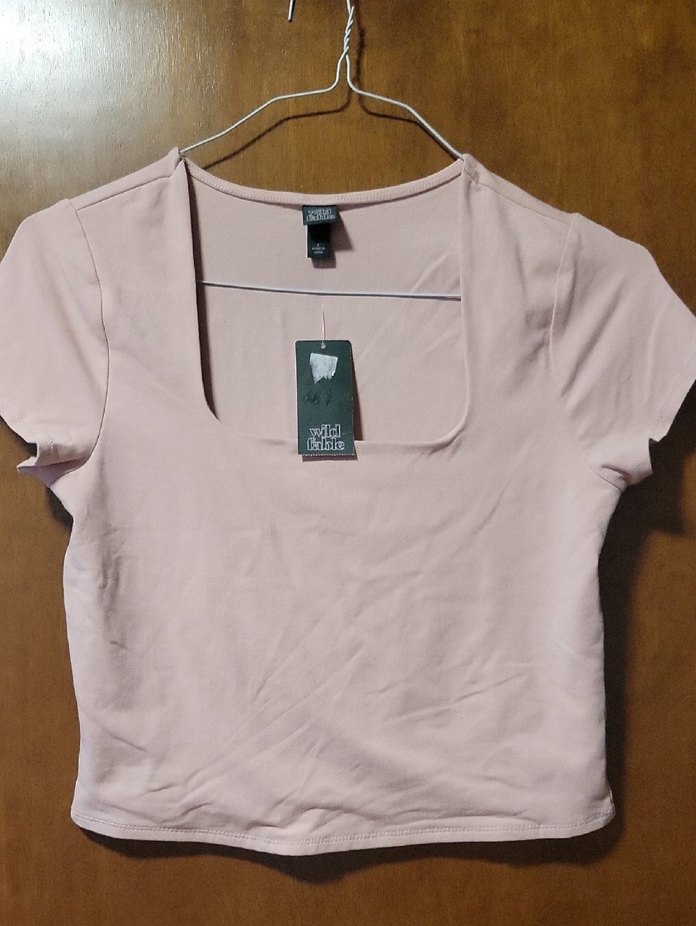 Wild Fable Pink Stretch Crop Top Square Neckline NWT Large